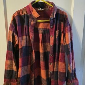 Maurices Red and Orange Plaid Shirt